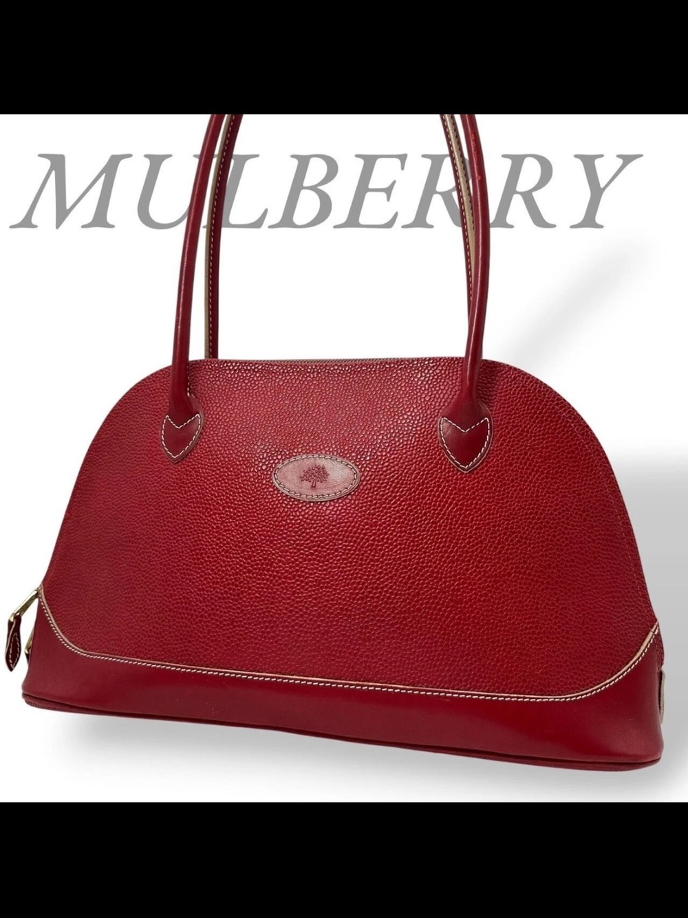 Mulberry Red Pebbled Leather Dome Shoulder Bag
